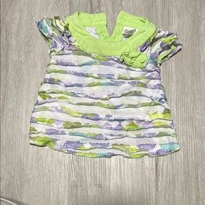 Little Lass Kids Green and Purple Striped Top 3-6M